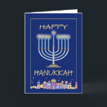 Hanukkah Night Feestdagen Kaart<br><div class="desc">Chanoeka/Hanukkah-vakantiekaart. Viel het feest van de lichten met familie en vrienden. Inside is aanpasbaar "May this Chanukah en alle dagen die volgen zijn vol van vreugde,  schoonheid en sjalom."</div>