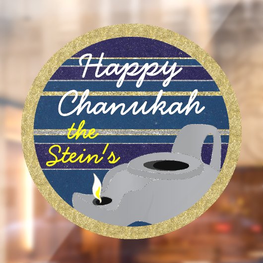 Hanukkah Oil Lamp Window Cling Raamsticker (Vel 2)
