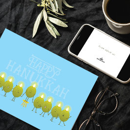 Hanukkah Olijf Menorah | Baby Blauwe Bedrijfslogo Kaart