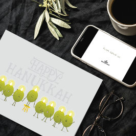 Hanukkah Olijf Menorah | Grijs Bedrijfslogo Kaart