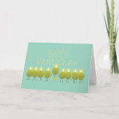 Hanukkah Olive Menorah | Blauwgroen groene corpora Kaart (Voorkant)