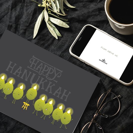 Hanukkah Olive Menorah | Donkergrijs Corporate Log Kaart
