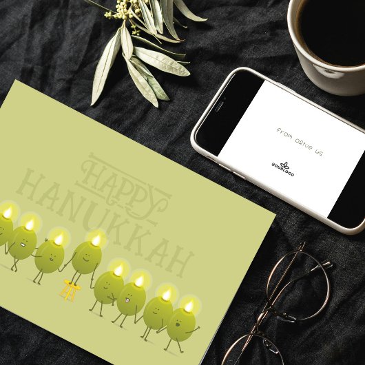 Hanukkah Olive Menorah | Green Corporate Logo Kaart