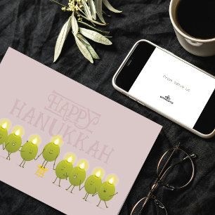 Hanukkah Olive Menorah   Mauve Corporate Logo Kaart