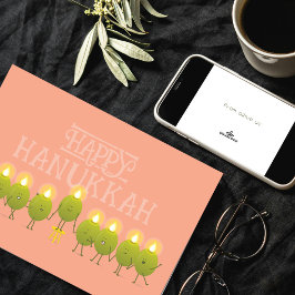 Hanukkah Olive Menorah | Peach Corporate Logo Kaart