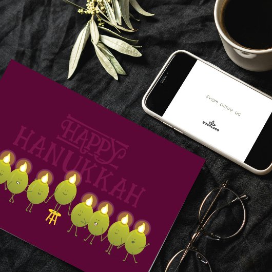 Hanukkah Olive Menorah | Wine Corporate Logo Kaart