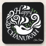 Hanukkah Onderzetter personaliseert Happy Chanukah<br><div class="desc">Personaliseer de Onderzetters van de "Happy Chanukah Dove"zich door te schrappen, "de Steinen"en het vervangen met uw eigen bericht aan te passen. Gebruik uw favoriete lettertypestijl, grootte en kleur. Geweldig cadeau voor host/hostess! Bedankt voor het stoppen en winkelen. Veel waardering. Happy Chanukah/Hanukkah! Stijl: harde plastic onderzetters met kurk - set...</div>