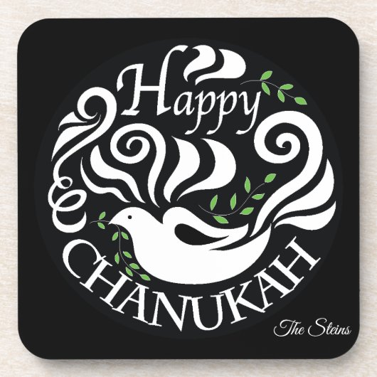 Hanukkah Onderzetter personaliseert Happy Chanukah (Voorkant)