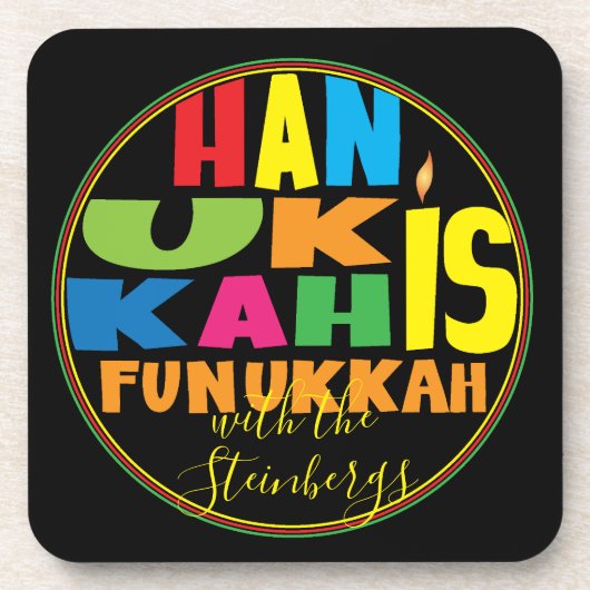 Hanukkah Onderzetter Personalize Hanukkah is Funuk (Voorkant)