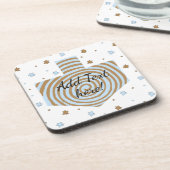 Hanukkah Onderzetters Blue & Brown Dreidel & Stars (Linkerzijde)