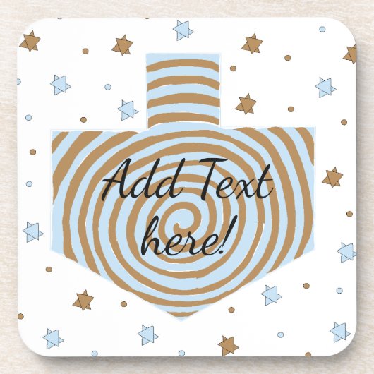 Hanukkah Onderzetters Blue & Brown Dreidel & Stars (Voorkant)