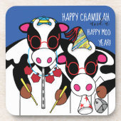 Hanukkah Onderzetters Happy Moo Year (Voorkant)