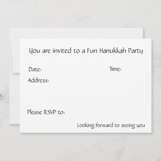 HANUKKAH PARTIJ INVITATIE Funny Cute Fish dreidel Kaart (Achterkant)