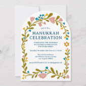 HANUKKAH PARTY Bloemenkrans Hand-getrokken Custom Kaart (Voorkant)