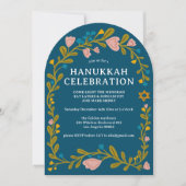 HANUKKAH PARTY Bloemenkrans Hand-getrokken Custom Kaart (Voorkant)