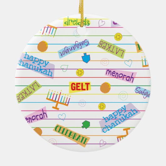 Hanukkah "Party Chanukah" Circle Ornament (Achterkant)