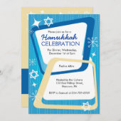 Hanukkah Party Invitations Retro Kaart (Voorkant / Achterkant)