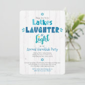 Hanukkah Party Latke Lachen Licht Rustiek Modern Kaart (Staand voorkant)