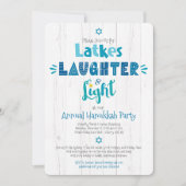 Hanukkah Party Latke Lachen Licht Rustiek Modern Kaart (Voorkant)