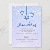 Hanukkah Party Lights Glitter Blue Star David Kaart (Achterkant)