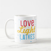 Hanukkah Party Love Light Latkes gepersonaliseerd Koffiemok (Links)