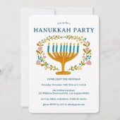 HANUKKAH PARTY Menorah bloemenkrans CUSTOM Kaart (Voorkant)