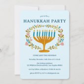 HANUKKAH PARTY Menorah bloemenkrans CUSTOM Kaart (Voorkant)