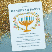 HANUKKAH PARTY Menorah bloemenkrans CUSTOM Kaart