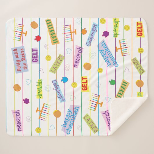 Hanukkah Party Sherpa Blanket/Medium Sherpa Deken (Voorkant (horizontaal))