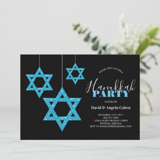 Hanukkah Party Star van David Kaart (Staand voorkant)
