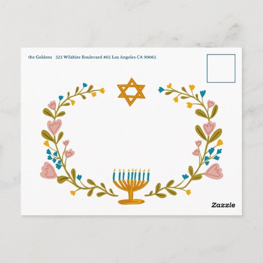 HANUKKAH PARTY Uitnodiging bloemenkrans CUSTOM (Achterkant)