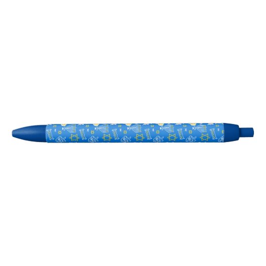 Hanukkah Pattern Blauwe Inkt Pen (Voorkant)