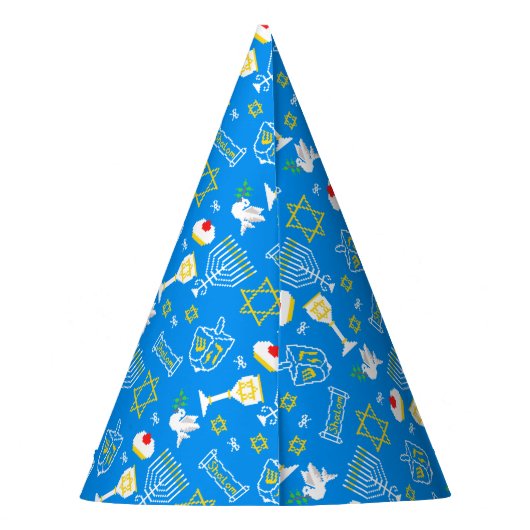 Hanukkah Pattern Feesthoedjes (Achterkant)