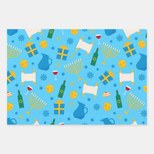 Hanukkah Pattern Wrapping Paper (Voorkant 3)
