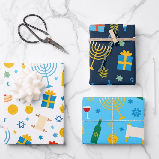 Hanukkah Pattern Wrapping Paper (Voorkant)