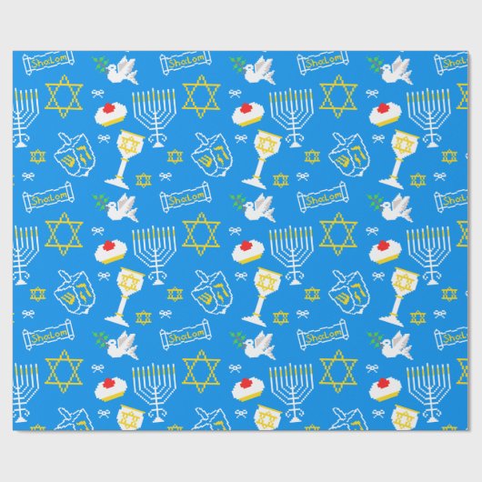 Hanukkah Pattern Wrapping Paper Cadeaupapier (Vlak)