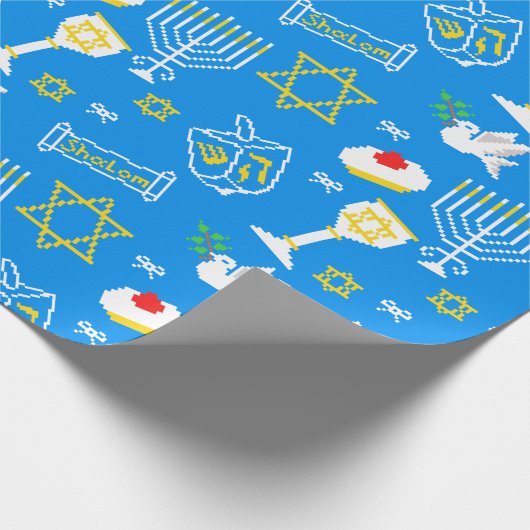 Hanukkah Pattern Wrapping Paper Cadeaupapier (Hoek)