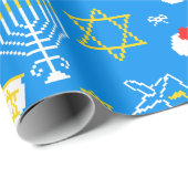 Hanukkah Pattern Wrapping Paper Cadeaupapier (Rol Hoek)