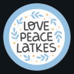 Hanukkah Peace and Latkes Sticker<br><div class="desc">Hanukkah-ontwerp.</div>