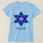 Hanukkah Peace Art T-shirt<br><div class="desc">Blauwen van alle schoppen,  lila en lavender in een bloesvorm met een zeszijdige ster in het midden is een geweldige manier om Hanoeka te vieren en tegelijkertijd je individualiteit te uiten.</div>