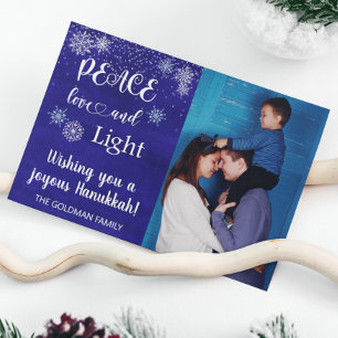 Hanukkah Peace Love Light Photo Snowflake Blue Feestdagenkaart