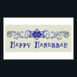 Hanukkah Peace Star Rechthoekige Sticker<br><div class="desc">Scrollwork heeft een ster van David met een vredesteken in het midden en een wens voor een Happy Hanukkah.</div>