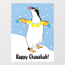 Hanukkah Penguin in the Snow Window Cling