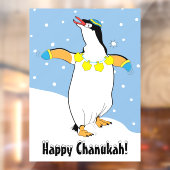 Hanukkah Penguin in the Snow Window Cling Raamsticker (Vel 2)