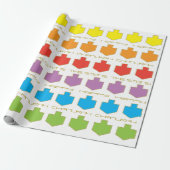 Hanukkah personalize Giftwrap "Dreidel Colors" Cadeaupapier (Uitgerold)