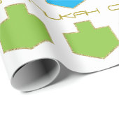 Hanukkah personalize Giftwrap "Dreidel Colors" Cadeaupapier (Rol Hoek)