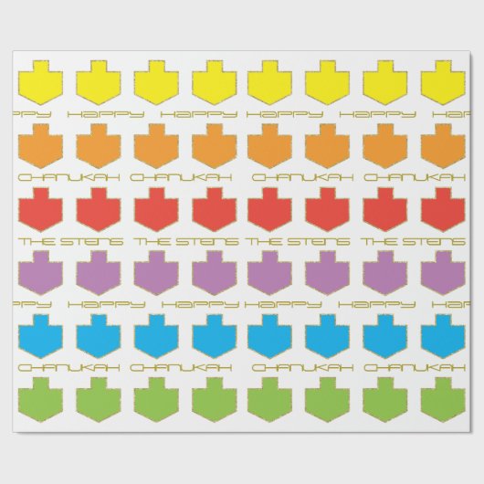 Hanukkah personalize Giftwrap "Dreidel Colors" Cadeaupapier (Zoom)