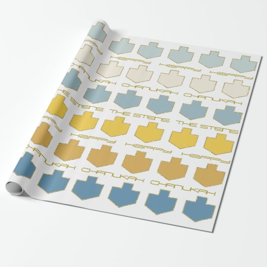 Hanukkah personalize Giftwrap "Dreidel Palette" Cadeaupapier (Uitgerold)