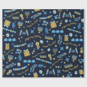 Hanukkah Persoonlijke Menorah Dreidel  Cadeaupapier (Vlak)