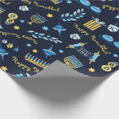 Hanukkah Persoonlijke Menorah Dreidel  Cadeaupapier (Hoek)